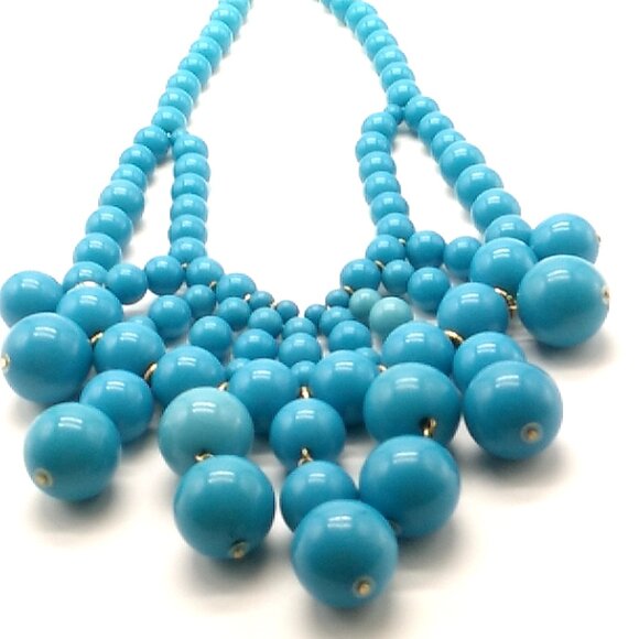 Erica Lyons Faux Turquoise Beaded Statement Necklace - Picture 7 of 12